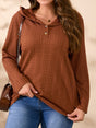 Plus Size Button Detail Long Sleeve Hoodie | Hanalas