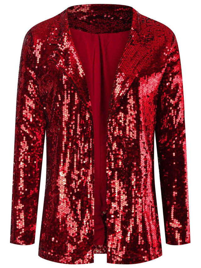 Sequin Lapel Collar Long Sleeve Blazer | Hanalas