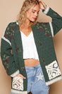 POL Embroidered Open Front Quilted Jacket with Crochet Pockets | Hanalas