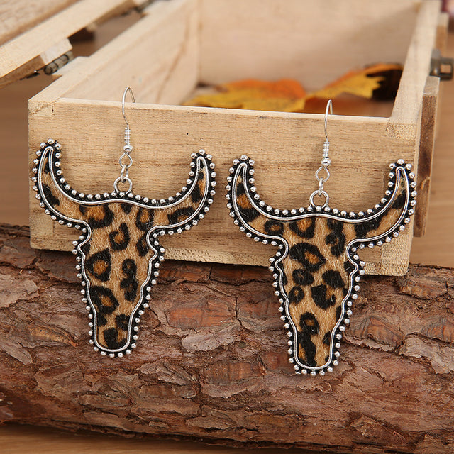 Alloy Animal Print Cow Head Earrings | Hanalas