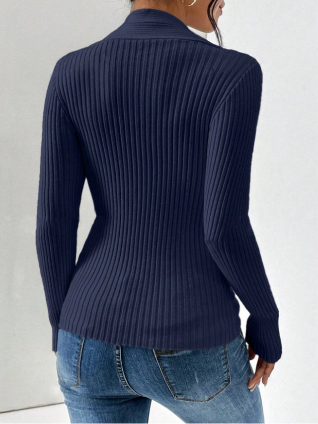 Twist Front Ribbed Long Sleeve Sweater | Hanalas