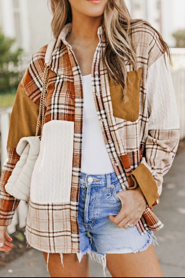 Plaid Button Up Long Sleeve Shacket | Hanalas