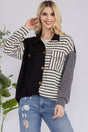 Celeste Full Size Striped Button Up Dropped Shoulder Shacket | Hanalas