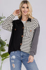 Celeste Full Size Striped Button Up Dropped Shoulder Shacket | Hanalas