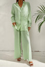 Johnny Collar Button Down Top and Pants Set | Hanalas