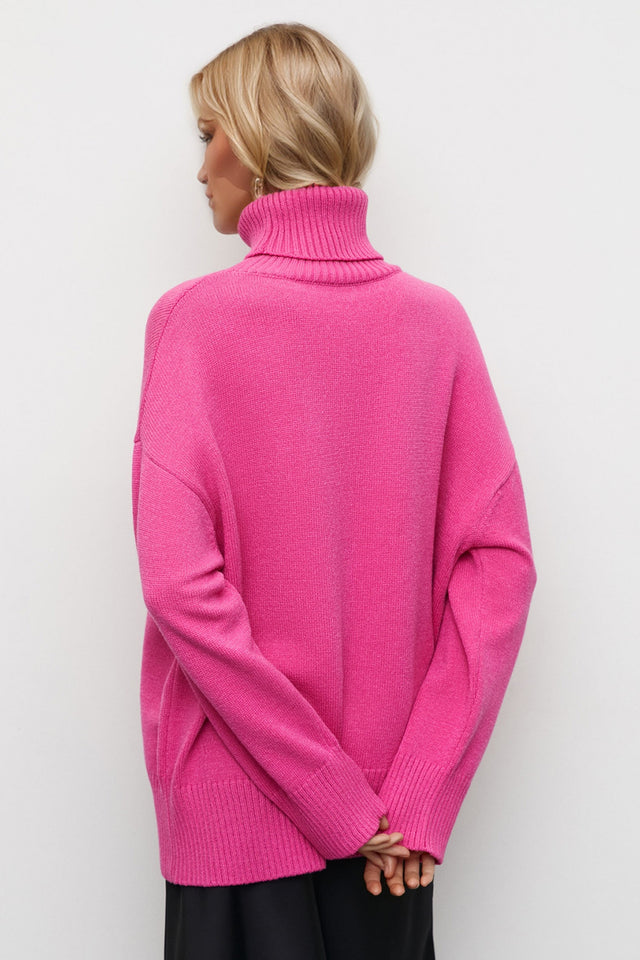 Basic Bae Turtleneck Dropped Shoulder Long Sleeve Sweater Trendsi Hanalas