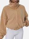 Drawstring Turtleneck Zip Up Long Sleeve Jacket Trendsi Hanalas