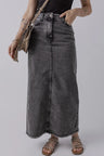 Raw Hem Midi Denim Skirt with Pockets Trendsi Hanalas