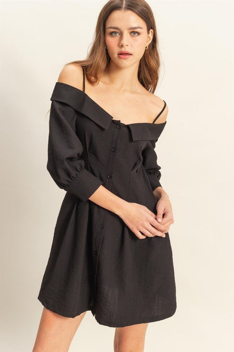 HYFVE Button Down Spaghetti Strap Mini Dress with Pockets | Hanalas