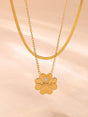 2 Piece 18K Gold-Plated Inlaid Zircon Lucky Clover Necklace | Hanalas