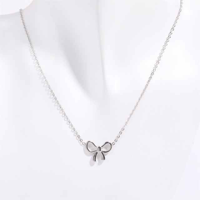 Titanium Steel Bow Pendant Necklace | Hanalas