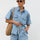 Collared Neck Button Up Top and Shorts Denim Set | Hanalas