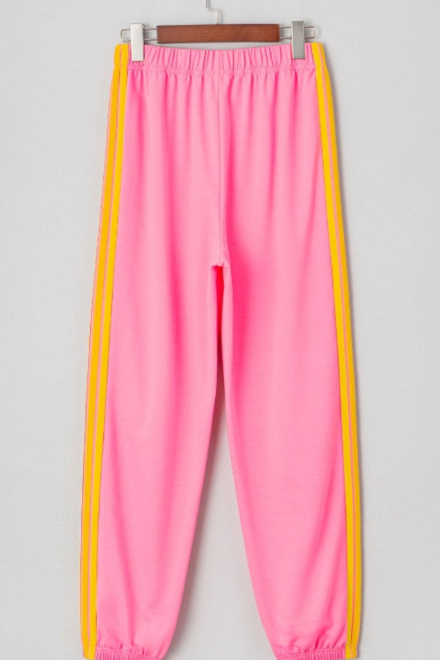 Contrast Striped Elastic Waist Active Pants | Hanalas