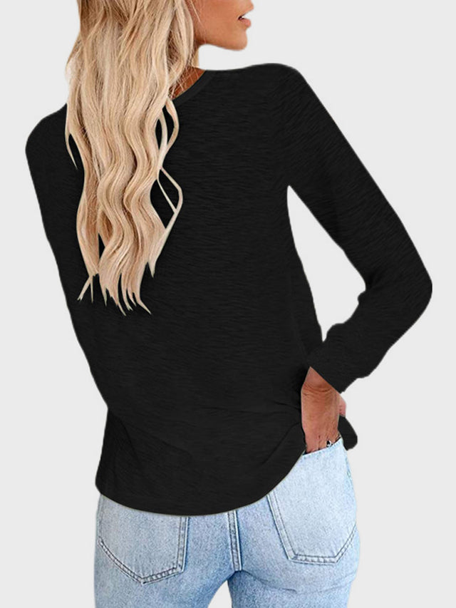 Full Size Round Neck Long Sleeve T-Shirt | Hanalas