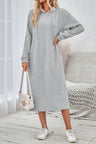 Side Slit Drawstring Long Sleeve Hooded Dress Trendsi Hanalas