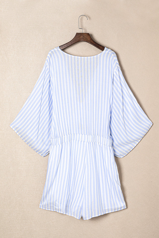 Bow Striped Kimono Sleeve Romper | Hanalas