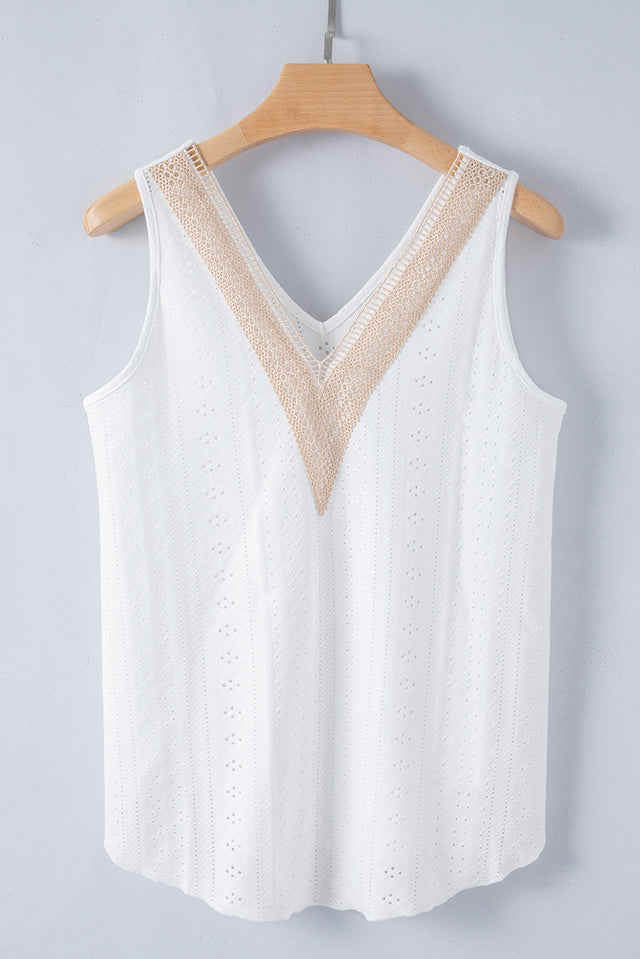 Pink Eyelet Strappy Scoop-Neck Tank Top | Hanalas