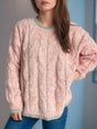 Cable Knit Round Neck Long Sleeve Sweater Trendsi Hanalas