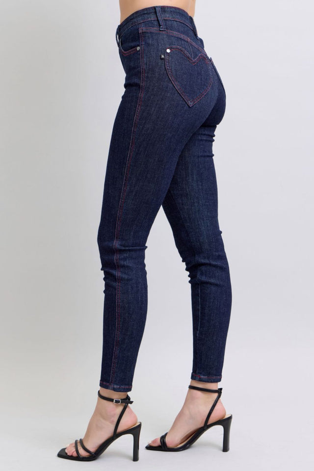 Judy Blue Full Size Heart Shaped Back Pockets Skinny Jeans Trendsi Hanalas