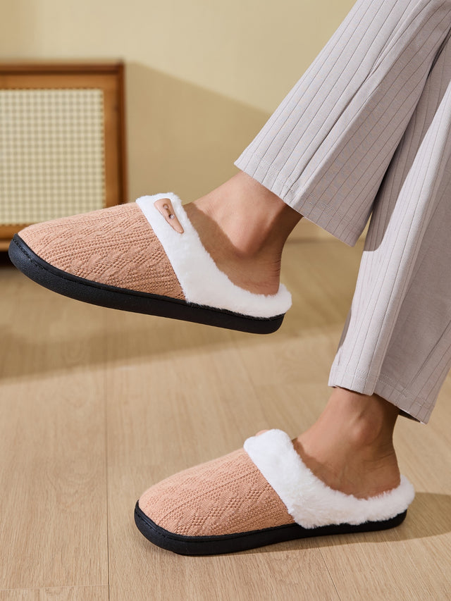 Horn Buckle Furry Texture Flat Slippers | Hanalas