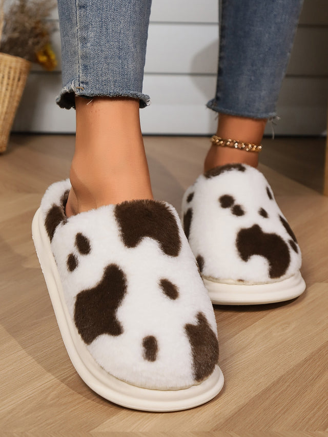 Animal Print Faux Fur Slippers | Hanalas