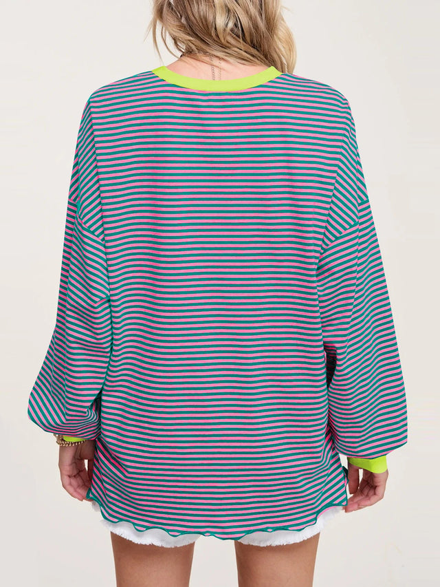 Contrast Striped Long Sleeve Sweatshirt | Hanalas