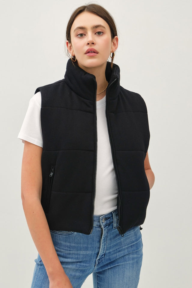 Be Cool Zip Up Turtleneck Puffer Vest with Pockets Trendsi Hanalas