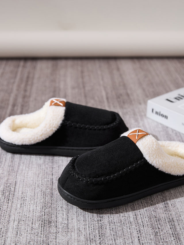 Contrast Round Toe Flat Slippers | Hanalas