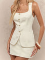Button Down Sleeveless Top and Skirt Set | Hanalas