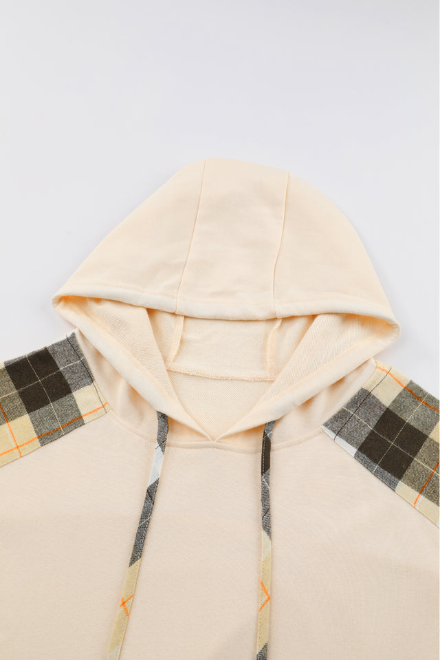 Drawstring Plaid Long Sleeve Hoodie | Hanalas