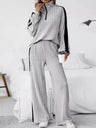 Plus Size Half Zip Long Sleeve Top and Pants Set Trendsi Hanalas