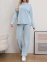 Mock Neck Long Sleeve Top and Pants Sweater Set | Hanalas