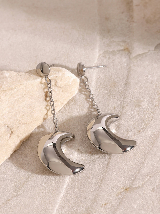 Stainless Steel Moon Dangle Earrings Trendsi Hanalas