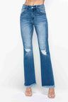 bytos Full Size Raw Hem Distressed High Rise Bootcut Jeans | Hanalas