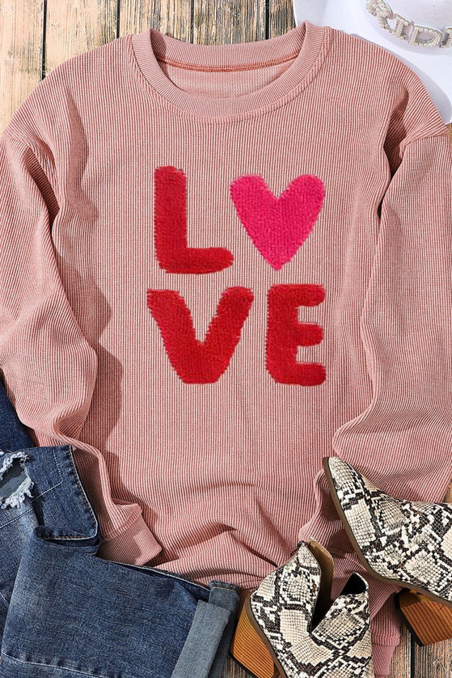 Valentine’s Day LOVE Round Neck Long Sleeve Sweatshirt | Hanalas