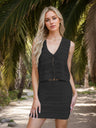 Openwork V-Neck Top and Skirt Knit Cover Up Set | Hanalas