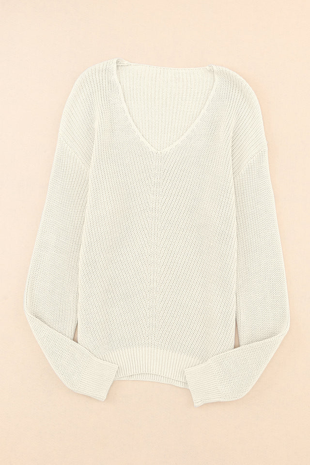 V-Neck Drop Shoulder Sweater | Hanalas