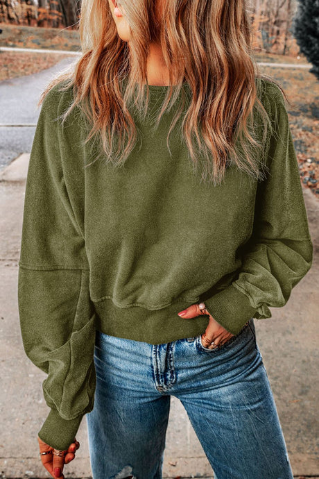 Cutout Round Neck Long Sleeve Sweatshirt | Hanalas