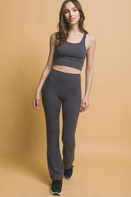 Love Tree High Waist Flare Leggings with Side Pockets | Hanalas