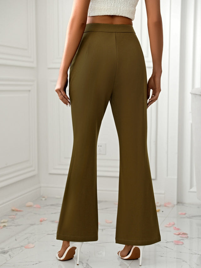 Slit Flare Pants with Pockets | Hanalas