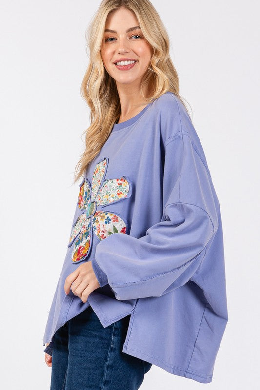 SAGE + FIG Flower Patch Dropped Shoulder Oversize Top | Hanalas