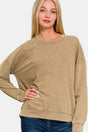 Zenana Washed Round Neck Dropped Shoulder Sweatshirt | Hanalas