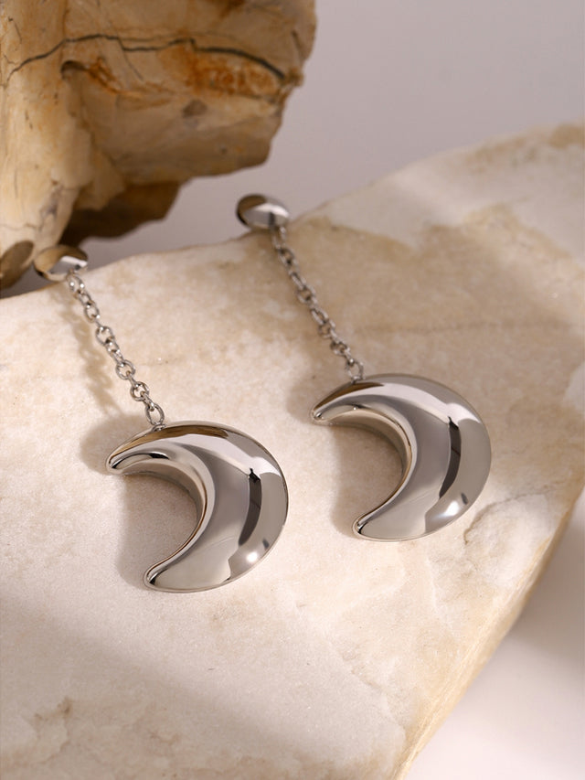 Stainless Steel Moon Dangle Earrings Trendsi Hanalas