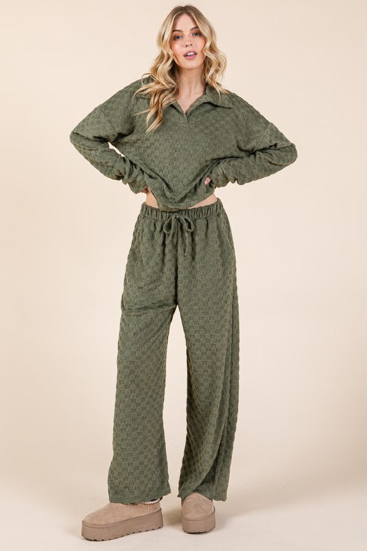 BOMBOM Tied Checkered Wide Leg Pants | Hanalas