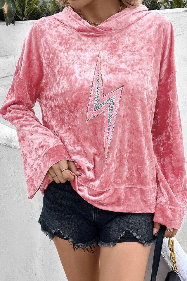 Thunderbolt Sequin Long Sleeve Hoodie | Hanalas