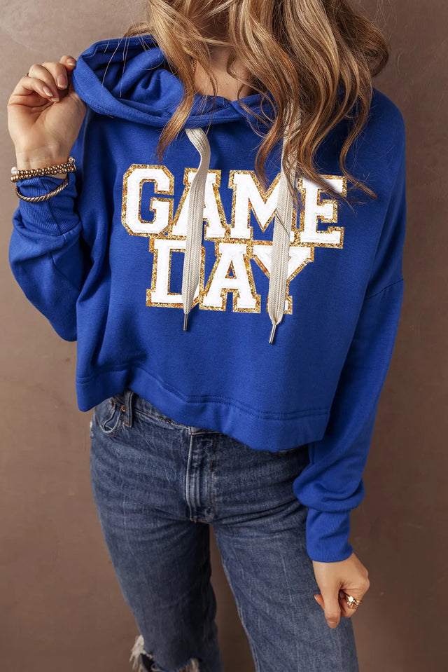 GAME DAY Drawstring Long Sleeve Hoodie Trendsi Hanalas