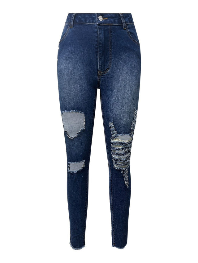 Distressed Skinny Jeans with Pockets | Hanalas