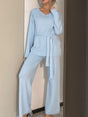 V-Neck Long Sleeve Top and Drawstring Pants Sweater Set | Hanalas