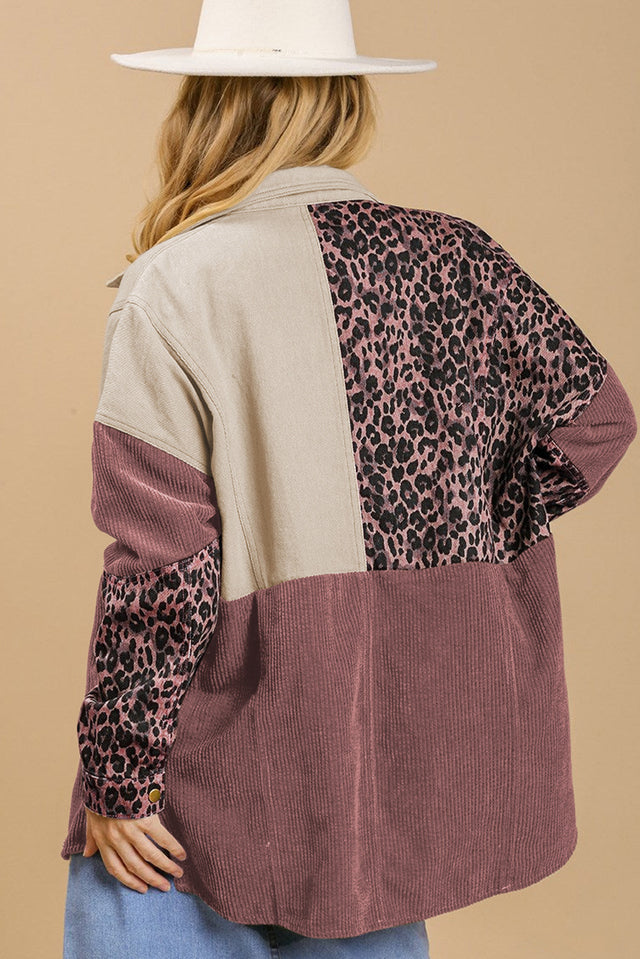 High-Low Leopard Snap Down Shacket | Hanalas