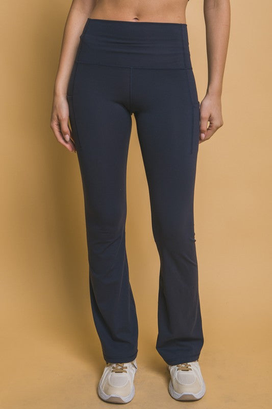 Love Tree High Waist Flare Active Leggings with Side Pockets | Hanalas